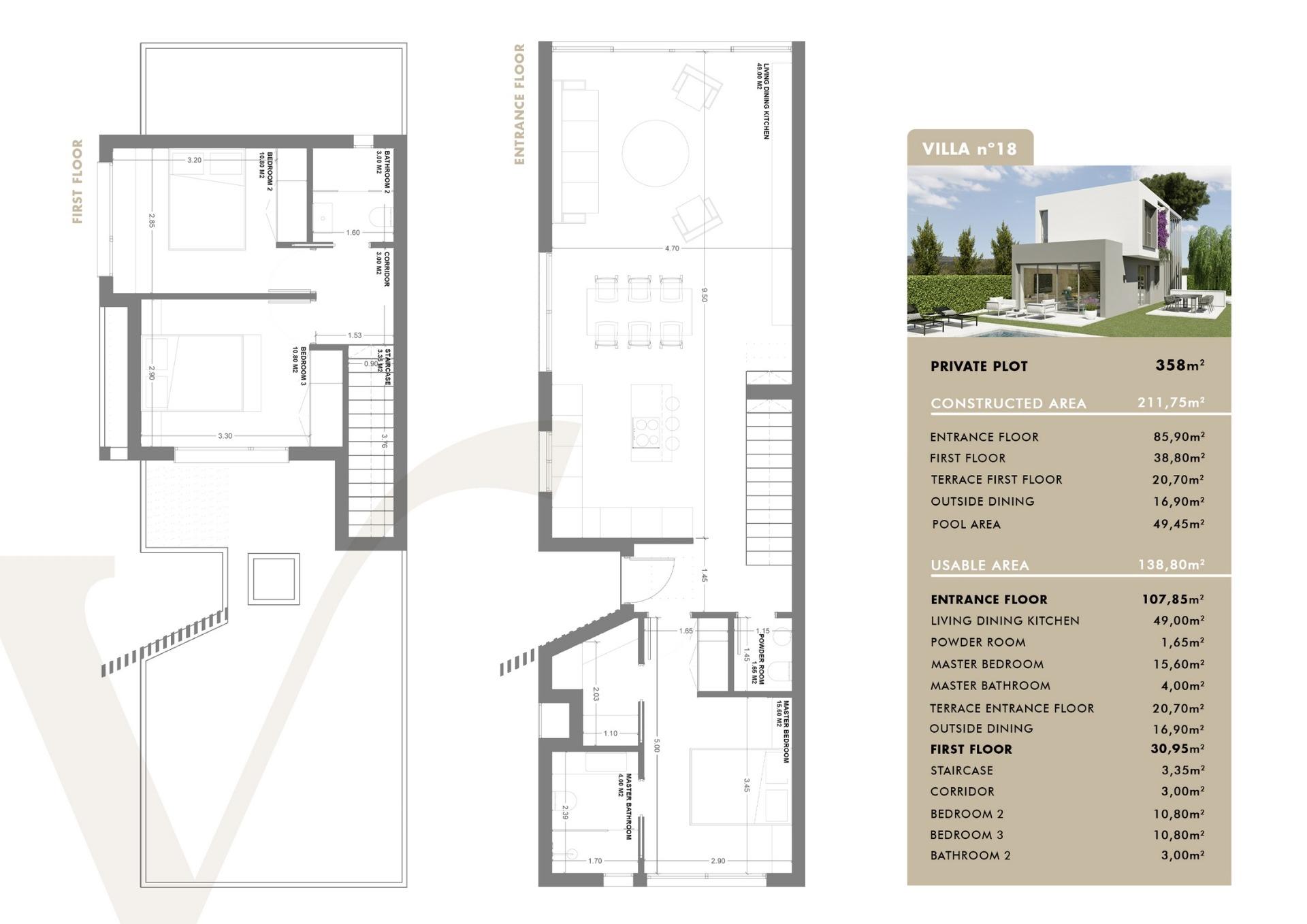 Villa Obra Nueva 3 dormitorios entrega en marzo 2025 en San Juan de Alicante (Costa Blanca)