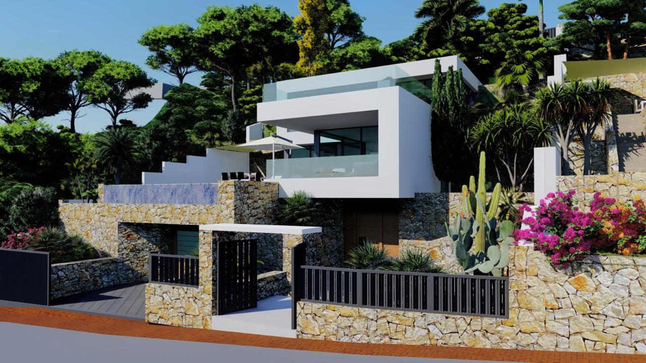 villa Obra nueva con 5 dormitorios y magníficas vistas al mar en Calpe (Costa Blanca)