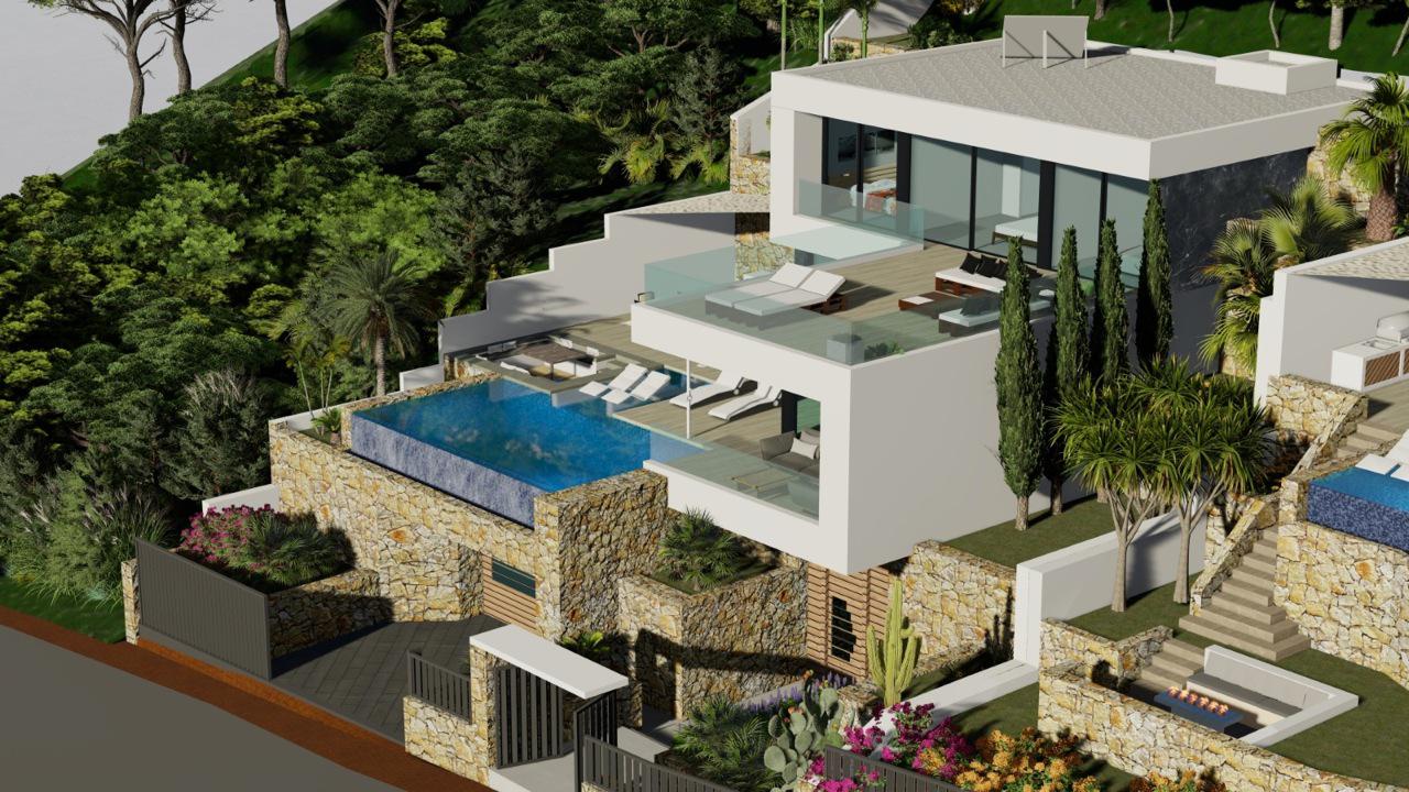 Villa de nouvelle construction avec 5 chambres et magnifique vue sur la mer à Calpe (Costa Blanca)