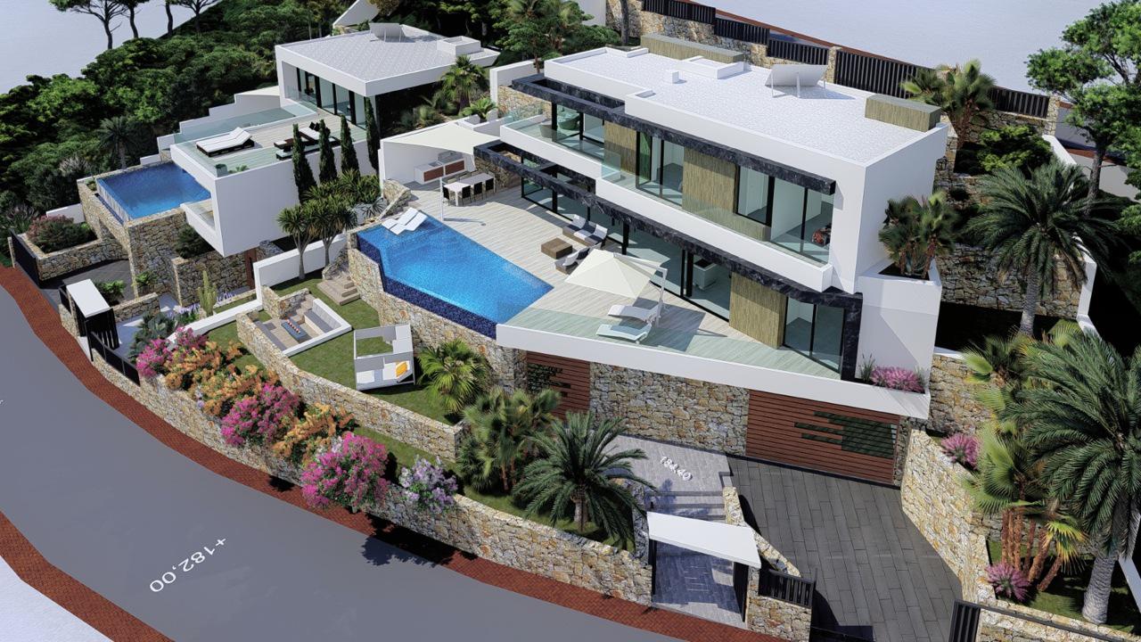 New construction villa with 5 bedrooms and magnificent sea views in Calpe (Costa Blanca)