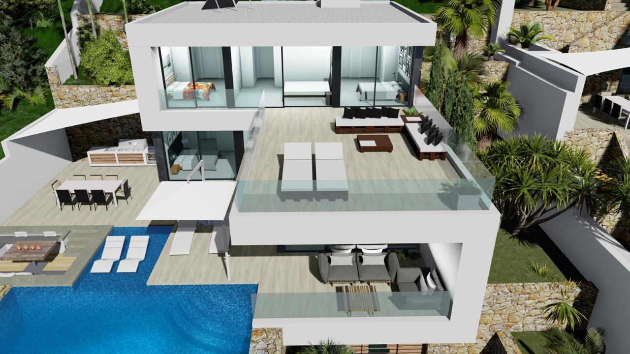 Villa de nouvelle construction avec 5 chambres et magnifique vue sur la mer à Calpe (Costa Blanca)