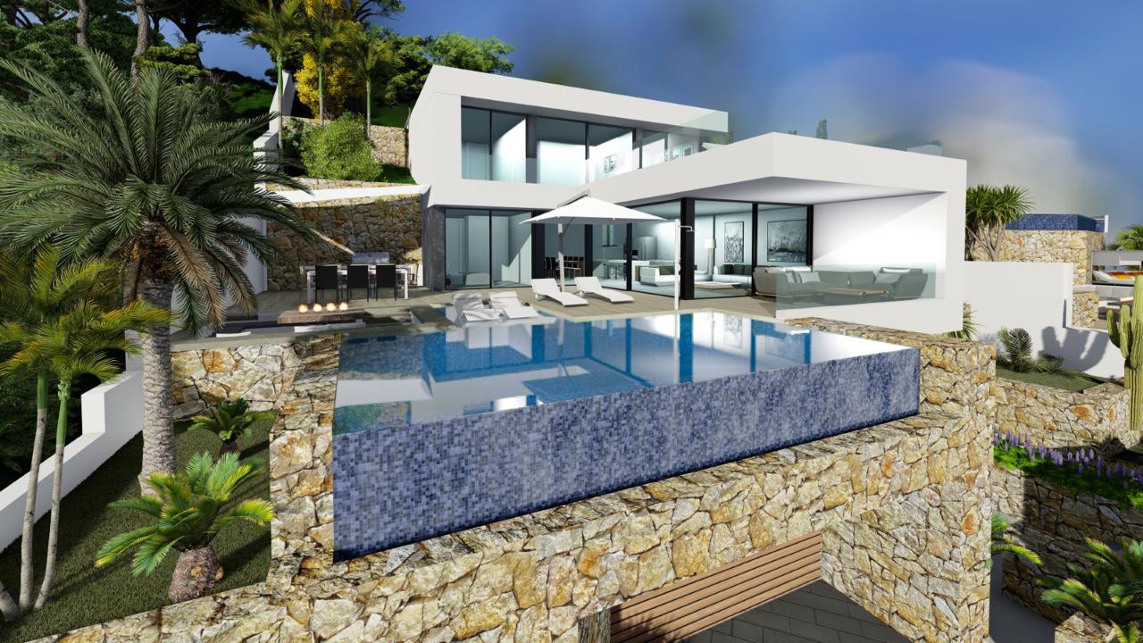 villa Obra nueva con 5 dormitorios y magníficas vistas al mar en Calpe (Costa Blanca)