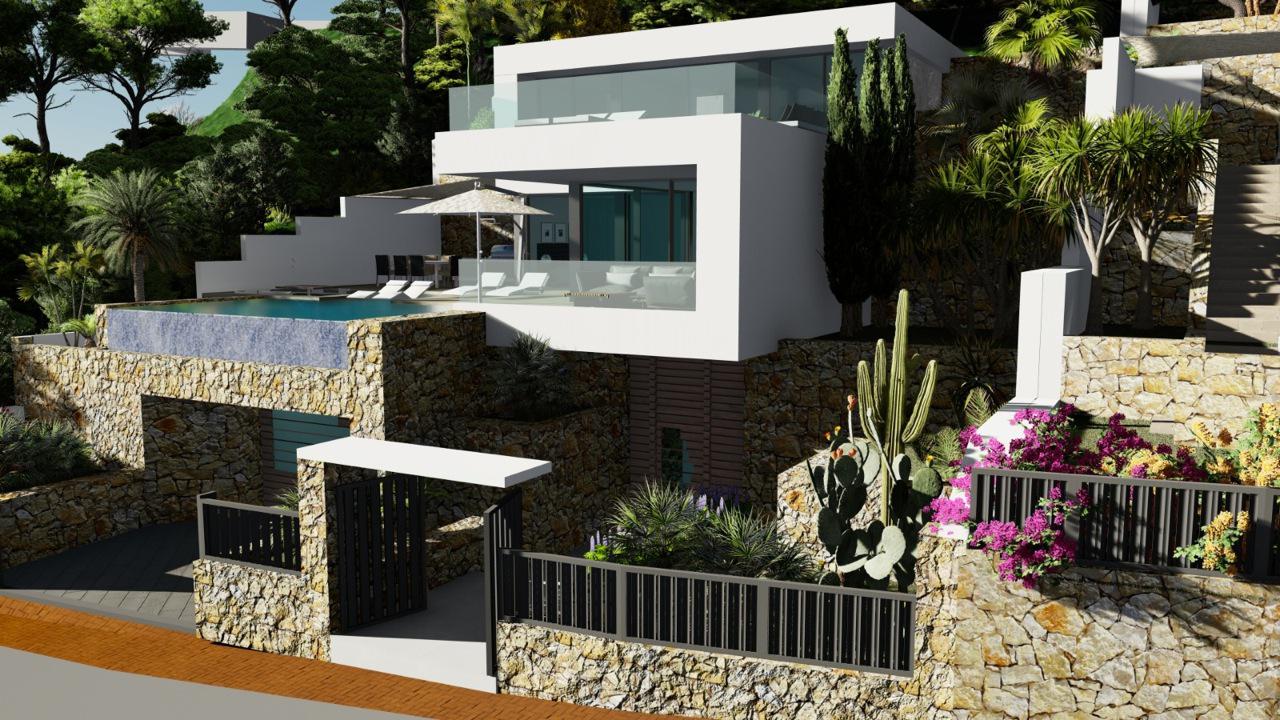 villa Obra nueva con 5 dormitorios y magníficas vistas al mar en Calpe (Costa Blanca)