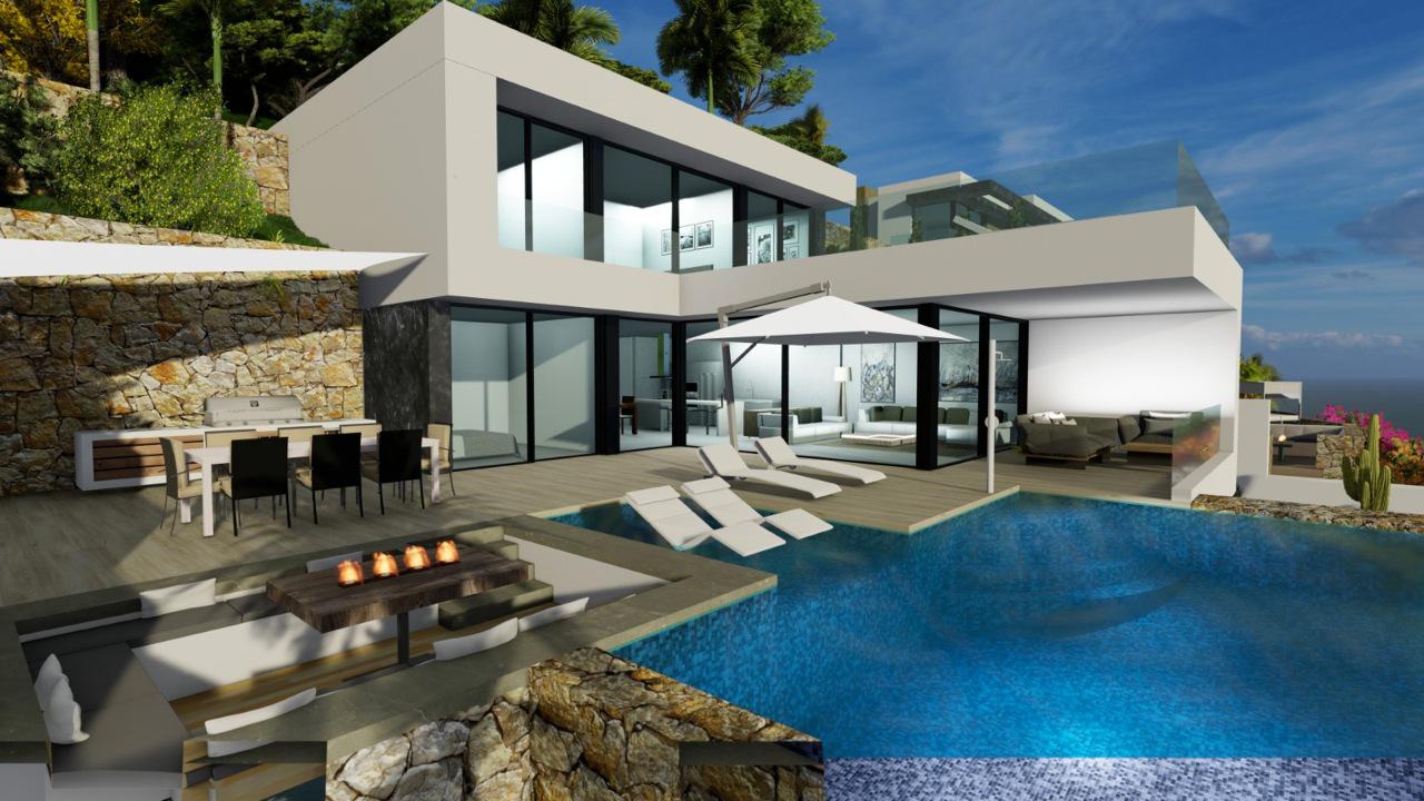 New construction villa with 5 bedrooms and magnificent sea views in Calpe (Costa Blanca)