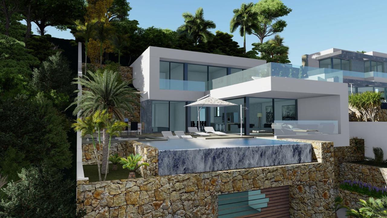 villa Obra nueva con 5 dormitorios y magníficas vistas al mar en Calpe (Costa Blanca)