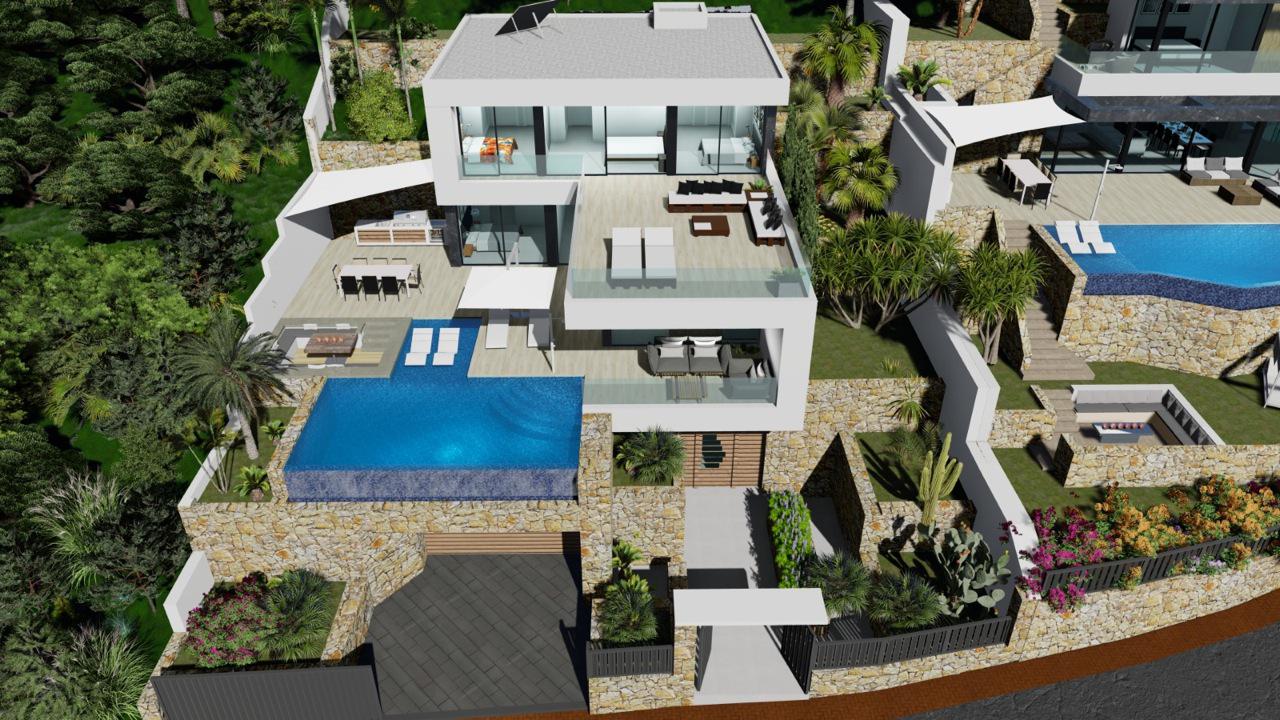 New construction villa with 5 bedrooms and magnificent sea views in Calpe (Costa Blanca)