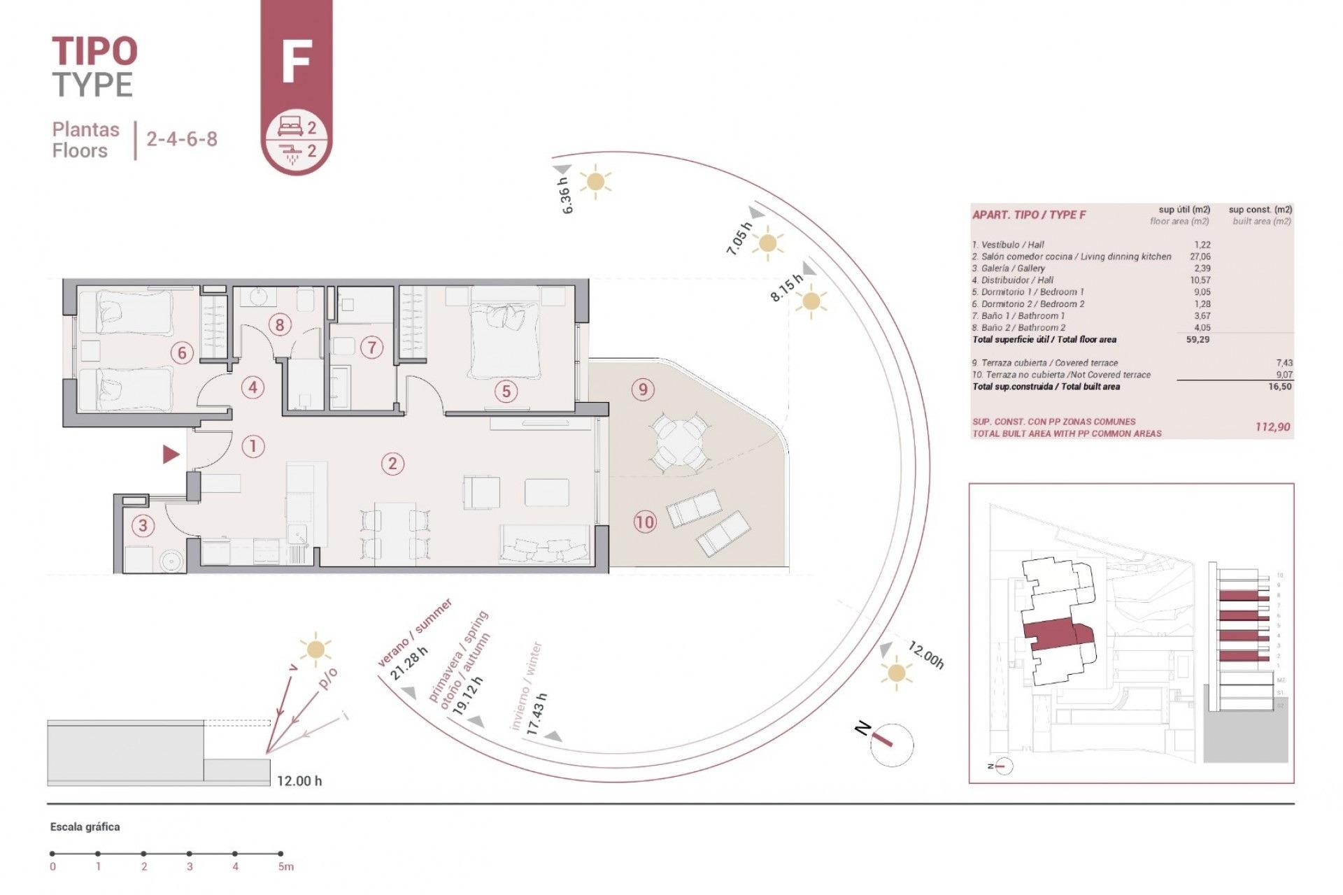 Gloednieuw appartement 2 slaapkamers, parkeerplaats, berging, zwembad in Calpe (Costa Blanca)