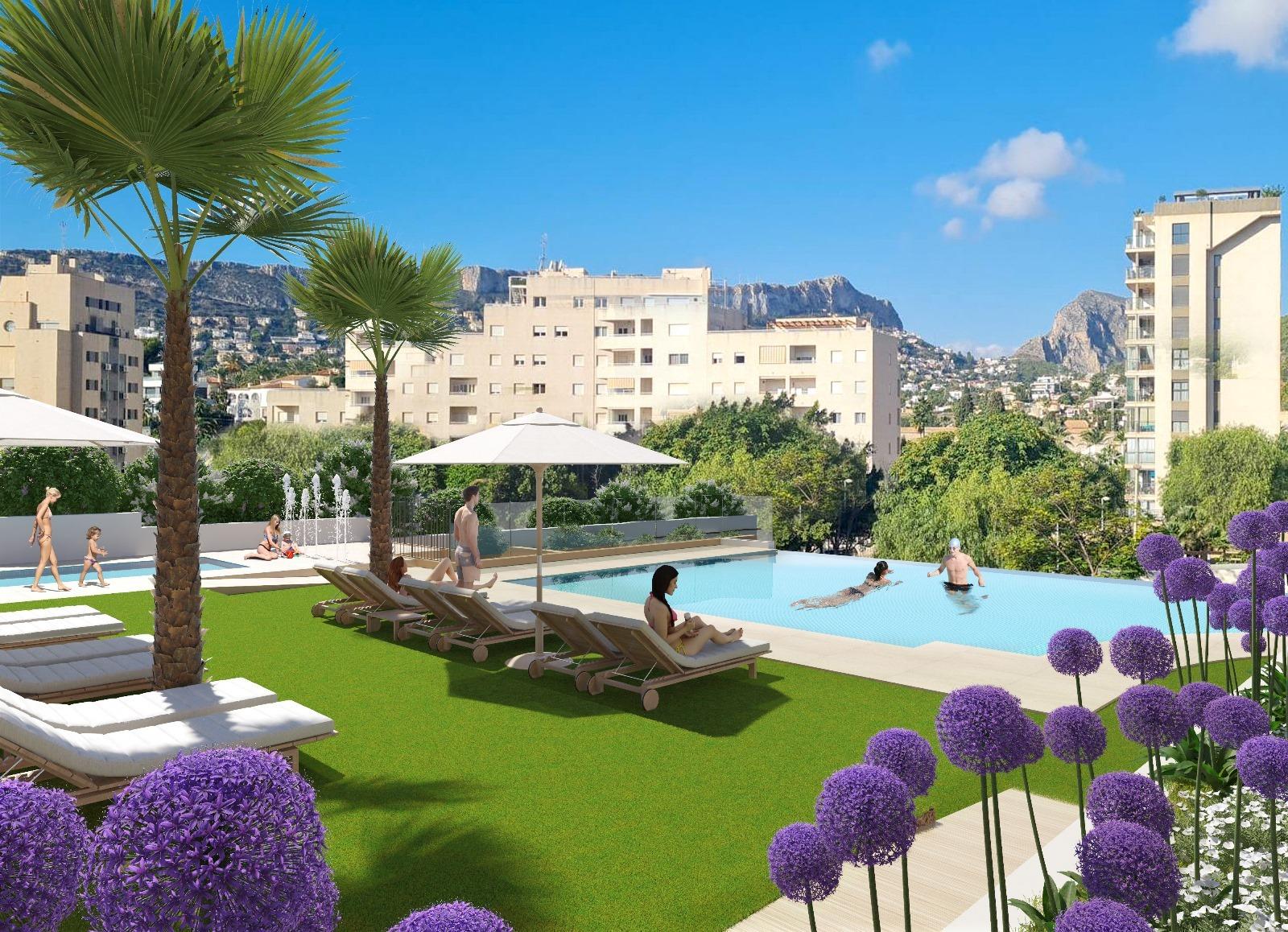 Brandneue Wohnung 2 Schlafzimmer, Parkplatz, Abstellraum, Pool in Calpe (Costa Blanca)