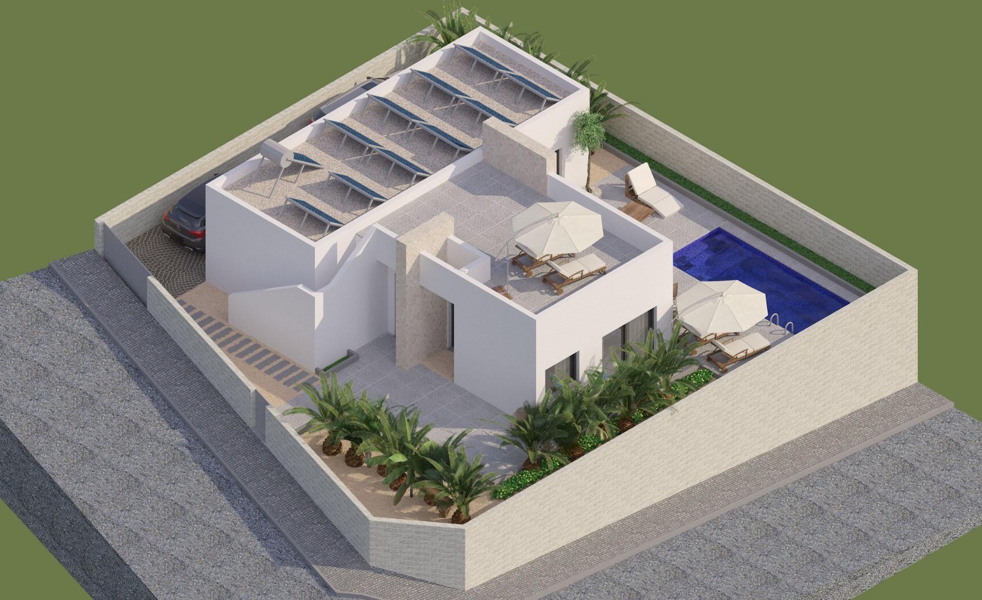 Villa de obra nueva 3 dormitorios con piscina privada en Benijofar (Alicante)